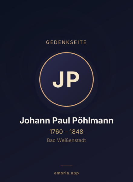 Gedenkportrait von Johann Paul Pöhlmann