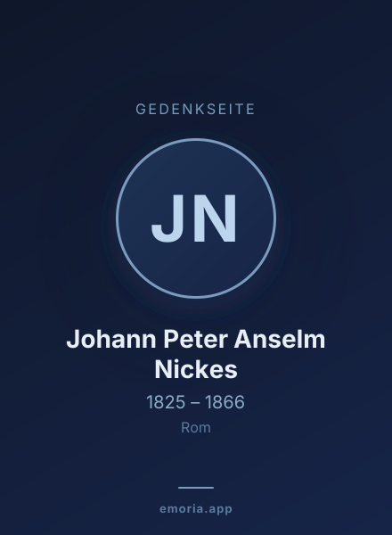 Gedenkportrait von Johann Peter Anselm Nickes
