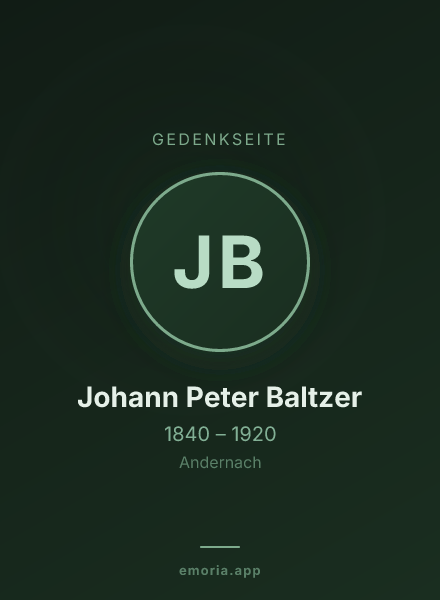 Gedenkportrait von Johann Peter Baltzer