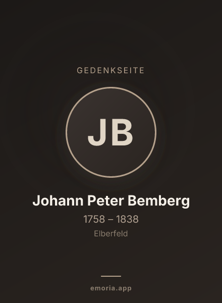 Gedenkportrait von Johann Peter Bemberg