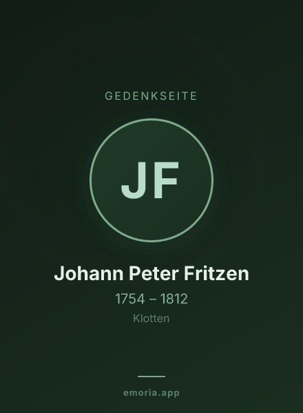 Gedenkportrait von Johann Peter Fritzen