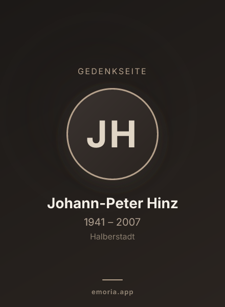 Gedenkportrait von Johann-Peter Hinz