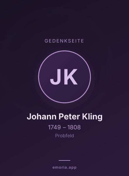 Gedenkportrait von Johann Peter Kling
