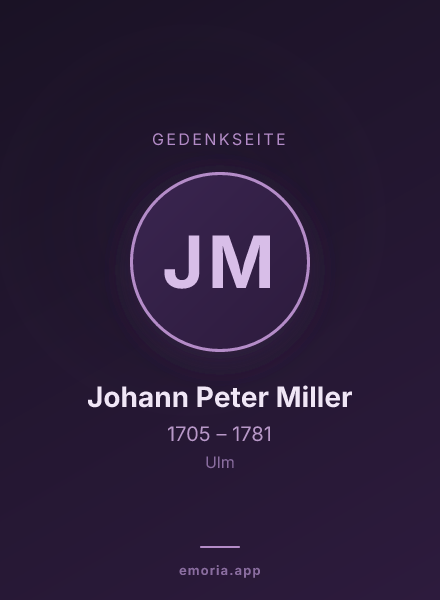 Gedenkportrait von Johann Peter Miller