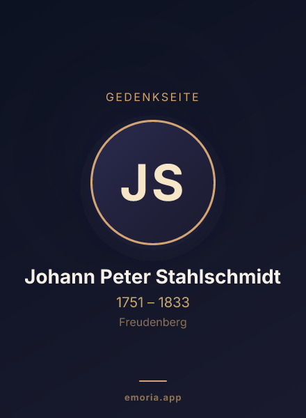 Gedenkportrait von Johann Peter Stahlschmidt