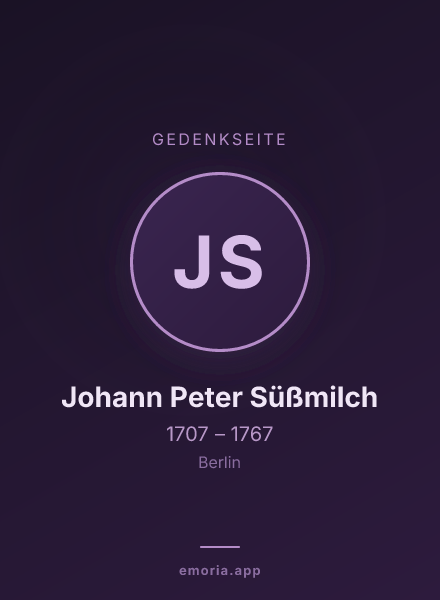 Gedenkportrait von Johann Peter Süßmilch