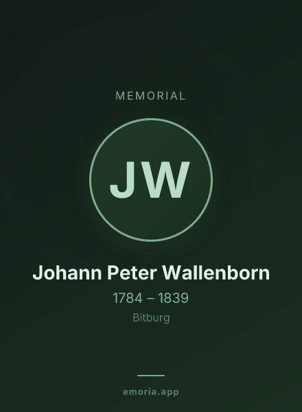 Memorial portrait of Johann Peter Wallenborn