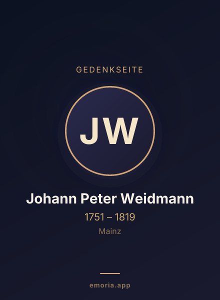 Gedenkportrait von Johann Peter Weidmann