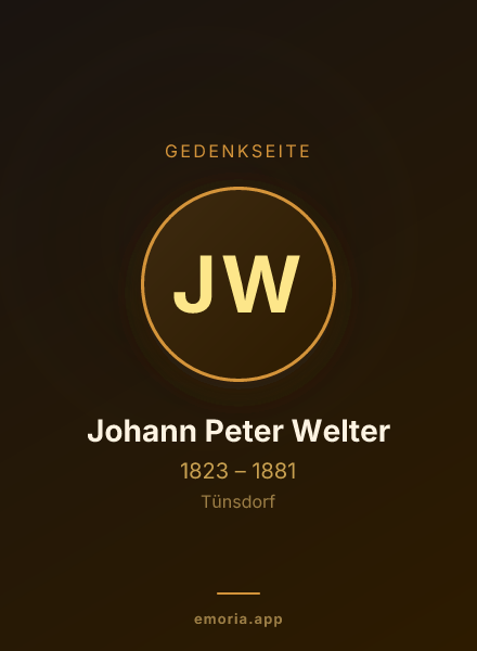 Gedenkportrait von Johann Peter Welter