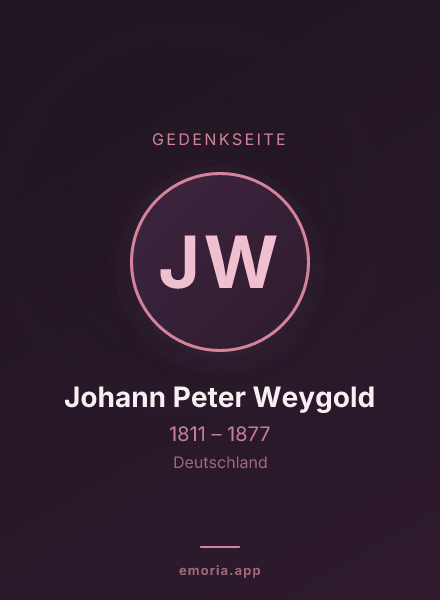 Gedenkportrait von Johann Peter Weygold