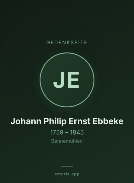 Gedenkportrait von Johann Philip Ernst Ebbeke
