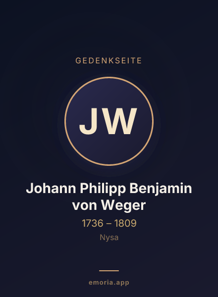 Gedenkportrait von Johann Philipp Benjamin von Weger