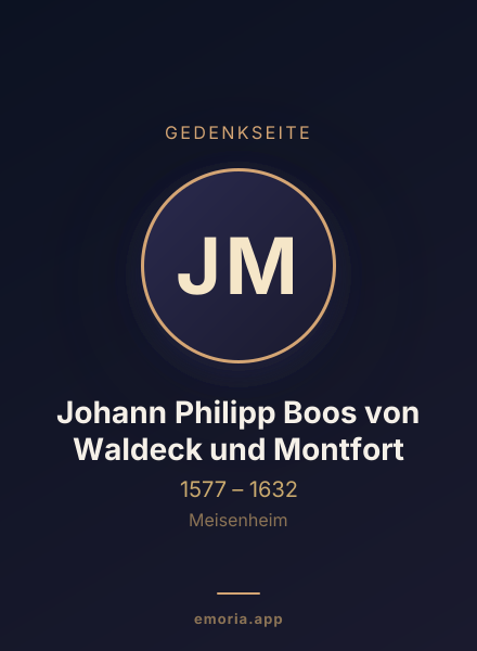 Gedenkportrait von Johann Philipp Boos von Waldeck und Montfort