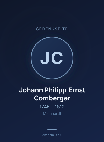 Gedenkportrait von Johann Philipp Ernst Comberger