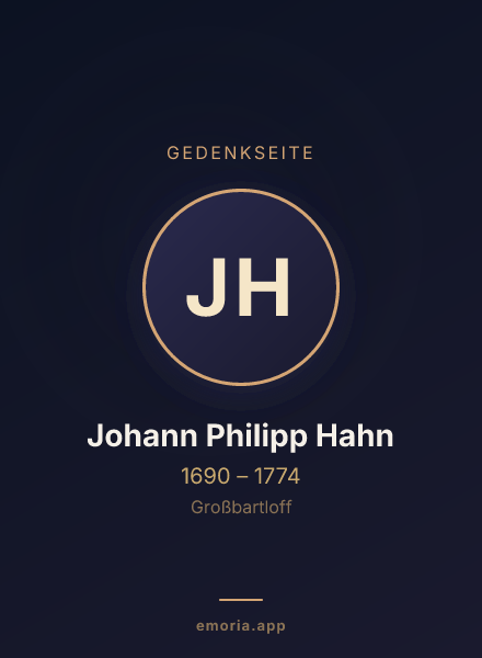 Gedenkportrait von Johann Philipp Hahn