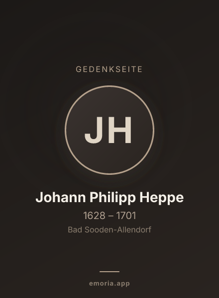 Gedenkportrait von Johann Philipp Heppe