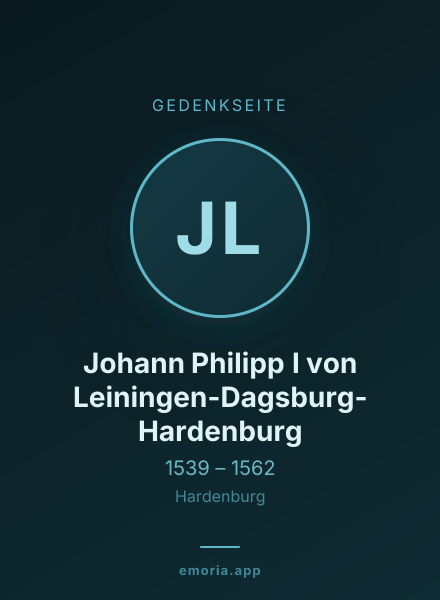 Gedenkportrait von Johann Philipp I von Leiningen-Dagsburg-Hardenburg