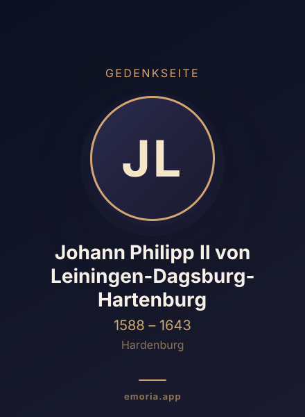 Gedenkportrait von Johann Philipp II von Leiningen-Dagsburg-Hartenburg
