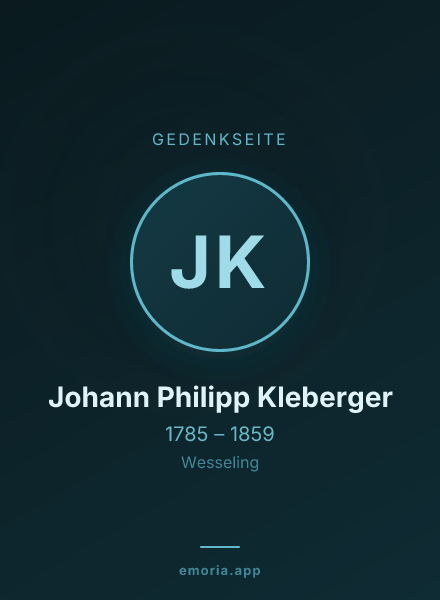 Gedenkportrait von Johann Philipp Kleberger