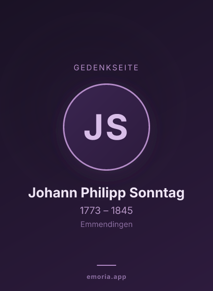 Gedenkportrait von Johann Philipp Sonntag