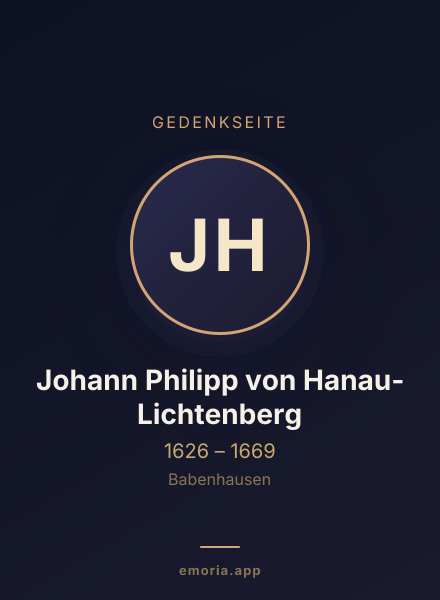 Gedenkportrait von Johann Philipp von Hanau-Lichtenberg