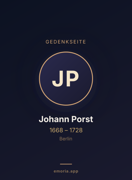 Gedenkportrait von Johann Porst