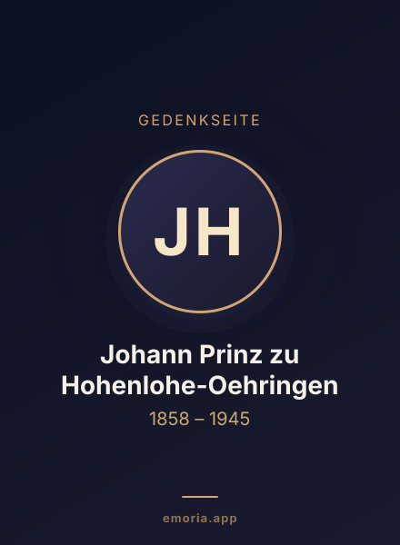 Gedenkportrait von Johann Prinz zu Hohenlohe-Oehringen