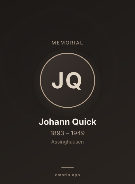 Memorial portrait of Johann Quick