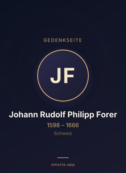 Gedenkportrait von Johann Rudolf Philipp Forer