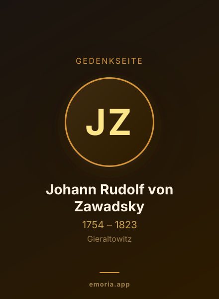 Gedenkportrait von Johann Rudolf von Zawadsky