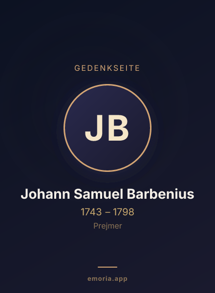Gedenkportrait von Johann Samuel Barbenius