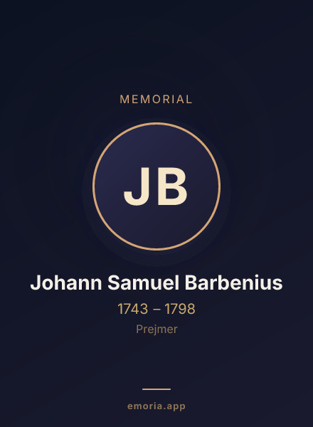 Memorial portrait of Johann Samuel Barbenius
