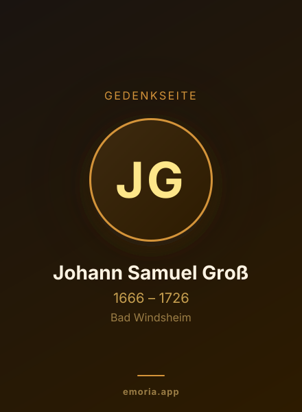 Gedenkportrait von Johann Samuel Groß