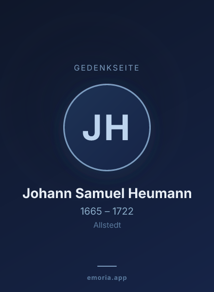 Gedenkportrait von Johann Samuel Heumann