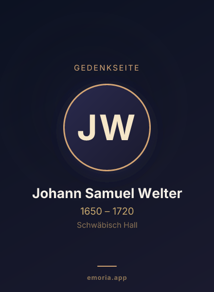 Gedenkportrait von Johann Samuel Welter