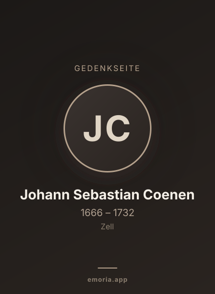 Gedenkportrait von Johann Sebastian Coenen