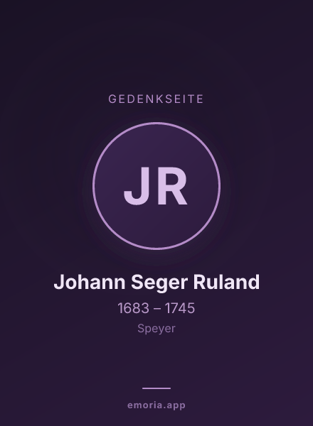 Gedenkportrait von Johann Seger Ruland