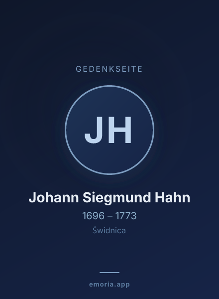 Gedenkportrait von Johann Siegmund Hahn