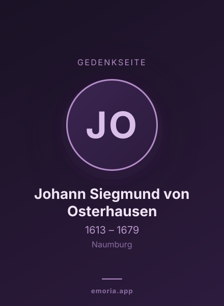 Gedenkportrait von Johann Siegmund von Osterhausen