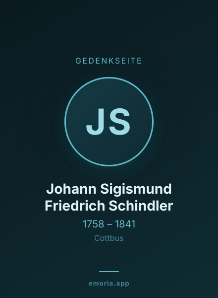 Gedenkportrait von Johann Sigismund Friedrich Schindler