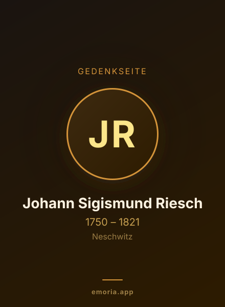 Gedenkportrait von Johann Sigismund Riesch
