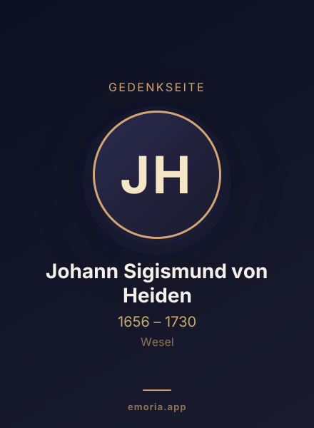Gedenkportrait von Johann Sigismund von Heiden