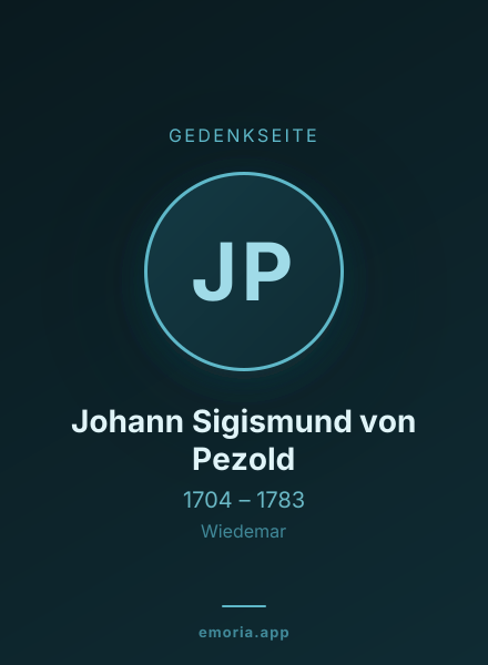Gedenkportrait von Johann Sigismund von Pezold