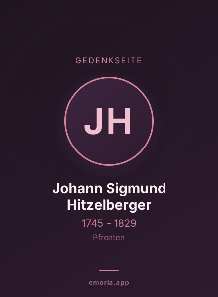 Gedenkportrait von Johann Sigmund Hitzelberger