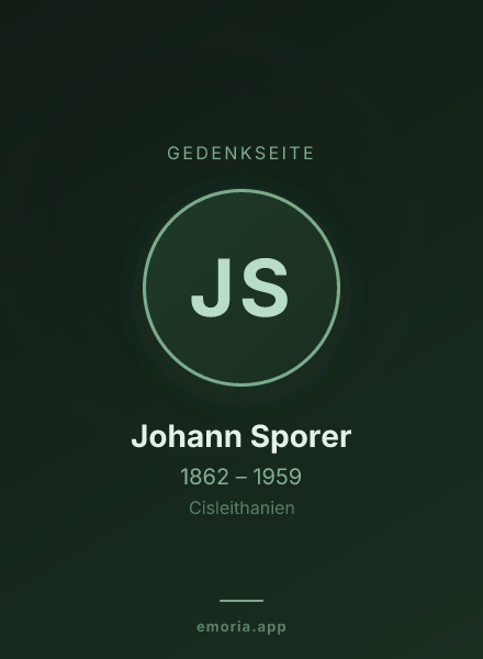 Gedenkportrait von Johann Sporer