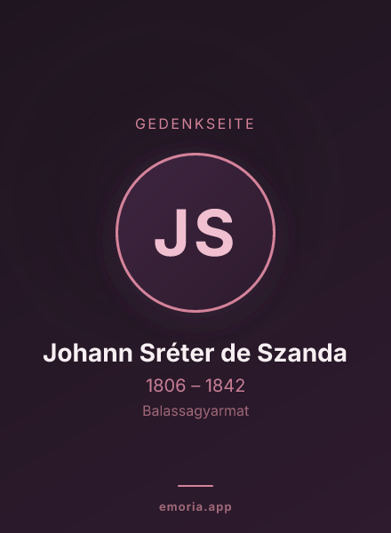 Gedenkportrait von Johann Sréter de Szanda