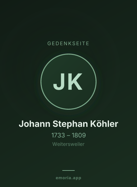 Gedenkportrait von Johann Stephan Köhler