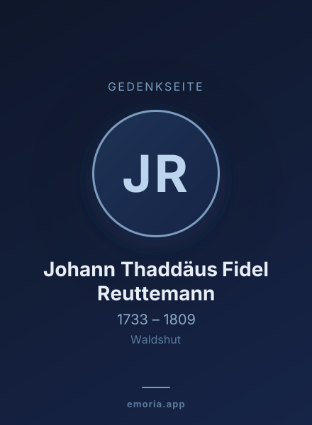Gedenkportrait von Johann Thaddäus Fidel Reuttemann