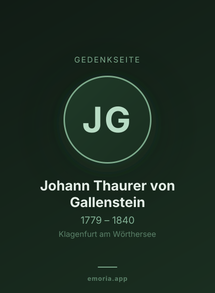 Gedenkportrait von Johann Thaurer von Gallenstein