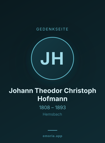 Gedenkportrait von Johann Theodor Christoph Hofmann